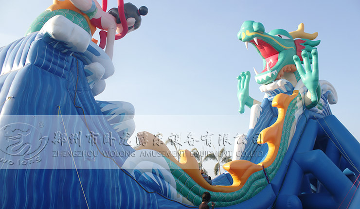 哪吒鬧海浪擺滑梯2016年夏季水樂園新款趣味充氣水滑梯