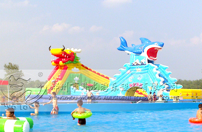 龍鯊嬉水樂(lè)園 大型充氣游樂(lè)設(shè)備趣味游樂(lè)設(shè)施充氣大滑梯