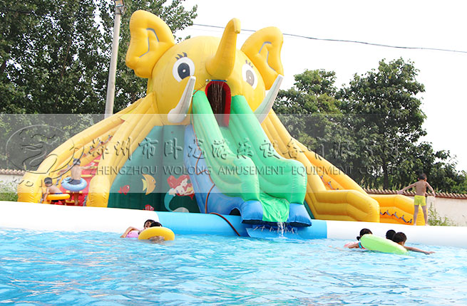 大象嬉水樂園充氣水滑梯 夏季戲水游樂設備