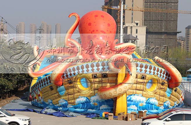 大戰章魚怪_充氣水上樂園,海盜主題水樂園_支架游泳池_充氣游泳池_支架水池_動漫水世界_鄭州市臥龍游樂設備有限公司